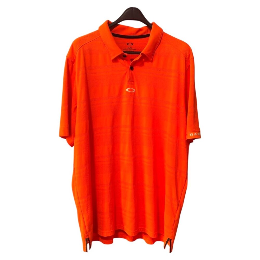 MEN’S OAKLEY AERO STRIPE JACQUARD‎ POLO NEON ORANGE SIZE XL